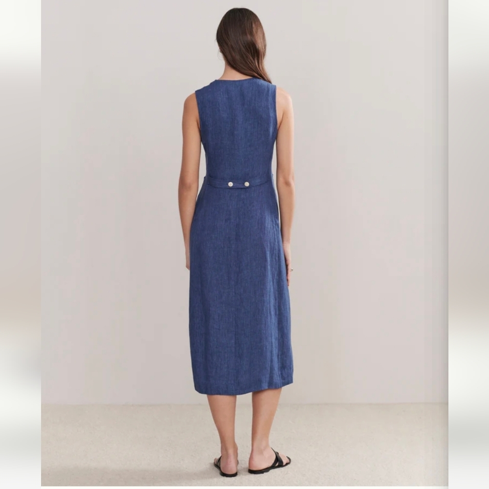 Jenni Kayne Indigo Button-Front Linen Midi Dress - Picture 2 of 15